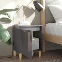 vidaXL Nachtkastjes 2 st met houten poten 40x30x50 cm hoogglans grijs