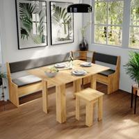 Yomonda Eckbankgruppe Roman Eiche 210x120cm Esszimmergruppe Eckbank Sitzgruppe sand