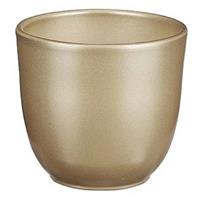 2x Stuks Bloempot Goud Keramiek Voor Kamerplant H11 X D12 Cm - Mica Decorations Plantenpotten