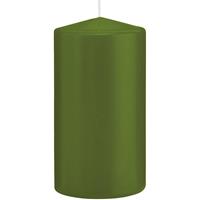 1x Olijfgroene Cilinderkaarsen/stompkaarsen 8 X 15 Cm 69 Branduren - Geurloze Kaarsen Olijf Groen - Woondecoraties