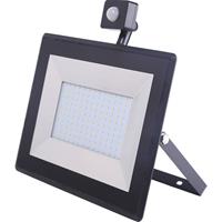 Led Bouwlamp 100 Watt Met Sensor - Led Schijnwerper - Aigi Sunny - Natuurlijk Wit 4000k - Waterdicht Ip65 - Mat Zwart -