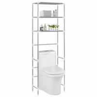 Vidaxl Opbergrek Voor Boven Toilet 3-laags 53x28x169 Cm Zilverkleurig