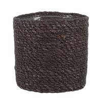 Naturel Grijs Rotan Planten/bloemen Pot Mand Van Gedraaid Jute/riet/zeegras H16 En D16 Cm - Met Plastic Binnenkant