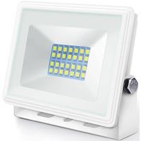 Led Bouwlamp 20 Watt - Led Schijnwerper - Aigi Iglo - Helder/koud Wit 6400k - Waterdicht Ip65 - Mat Wit - Aluminium