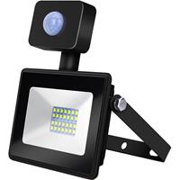 Led Bouwlamp 20 Watt Met Sensor - Led Schijnwerper - Aigi Sunny - Helder/koud Wit 6400k - Waterdicht Ip65 - Mat Zwart -