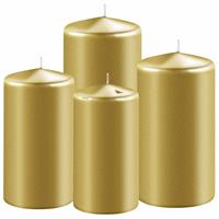 Set Van 4x Stuks Gouden Stompkaarsen 8-10-12-15 Cm Met Diameter 6 Cm - Sfeer Kaarsen Voor Binnen