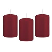 8x Bordeauxrode Cilinderkaars/stompkaars 5 X 8 Cm 18 Branduren - Geurloze Kaarsen - Woondecoraties
