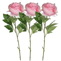 3x Stuks Roze Pioenroos/rozen Kunstbloemen 76 Cm - Kunstbloemen Boeketten - Huis Of Kantoor