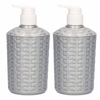 2x Zeep Pompjes Zilver Geweven - 16 Cm - Zeeppompjes/zeepdispensers - Badkamer, Toilet En Keuken