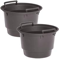 2x Stuks Kunststof Binnenpotten/inzetbakken Met Handvat Voor Bloempotten/plantenpotten 18 Liter