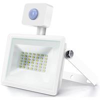 Led Bouwlamp 30 Watt Met Sensor - Led Schijnwerper - Aigi Sunny - Natuurlijk Wit 4000k - Waterdicht Ip65 - Mat Wit -