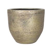Bloempot/plantenpot Van Keramiek In Het Industrieel Goud D16 En H14 Cm - Binnen Gebruik - Romeinse Stijl