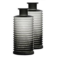 Set Van 2x Stuks Glazen Stijlvolle Bloemenvaas/vazen Transparant Grijs Met Diameter 14.5 Cm En Hoogte 31 Cm - Bloemen