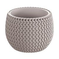 1x Stuks Ronde Taupe Splofy Kunststof Bloempotten/plantenpotten 1,4 Liter - 18 Cm - Tuin/woon Decoratie