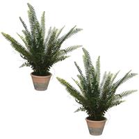 Set Van 2x Stuks Groene Varen Kunstplanten 60 Cm In Zwarte Pot - Kunstplanten/nepplanten - Varens - Planten/plantjes