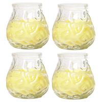 4x Citronella Lowboy Tuin/huis Kaarsen In Glas 7 Cm - Binnen/buiten Kaarsen - Anti Muggen/insecten Artikelen