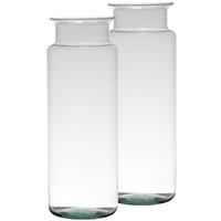 Set Van 2x Stuks Bloemenvazen Van Gerecycled Glas Met Hoogte 33 Cm En Diameter 12 Cm - Melkbus Vazen