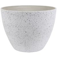 Bloempot/plantenpot Gerecycled Kunststof/steenpoeder Wit Dia 22 Cm En Hoogte 17 Cm - Binnen En Buiten