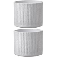 2x Stuks Bloempot In Kleur Relief Wit Keramiek Voor Kamerplant H14.5 X D17.5 Cm- Plantenpotten Binnen