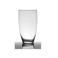 Transparante Home-basics Vaas/vazen Van Glas 25 X 14 Cm - Bloemen/takken/boeketten Vaas Voor Binnen Gebruik