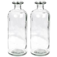 2x Glazen Vaas/vazen 1,5 Liter Van 10 X 30 Cm - Bloemenvazen - Glazen Vazen Voor Bloemen En Takken