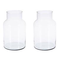 2x Glazen Vaas/vazen 5 Liter Van 14 X 26 Cm - Bloemenvazen - Glazen Vazen Voor Bloemen En Boeketten