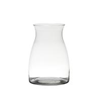 Transparante Home-basics Vaas/vazen Van Glas 20 X 14 Cm - Bloemen/takken/boeketten Vaas Voor Binnen Gebruik