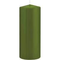 1x Olijfgroene Cilinderkaarsen/stompkaarsen 8 X 20 Cm 119 Branduren - Geurloze Kaarsen Olijf Groen - Woondecoraties