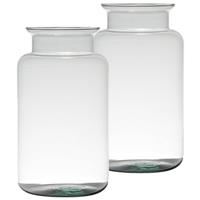 Set Van 2x Stuks Bloemenvazen Van Gerecycled Glas Met Hoogte 30 Cm En Diameter 17 Cm - Melkbus Vazen