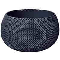 1x Ronde Antraciet Splofy Kunststof Bloempotten/plantenpotten 2,3 Liter - 24 Cm - Binnen/buiten Decoratie