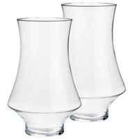Set Van 2x Stuks Bloemenvazen Van Glas 20 X 31 Cm - Glazen Transparante Vazen