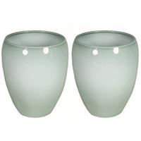 2x Stuks Bloemen Vaas/vazen Glanzend Misty Groen Van Keramiek D20 X H23.5 Cm℃- Bloempot/plantenpot/bloemenvaas