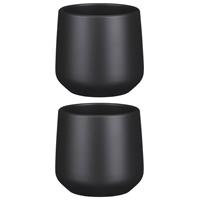 2x Stuks Bloempot Mat Antraciet Grijs Keramiek Voor Kamerplant H13.5 X D14 Cm - Mica Decorations Plantenpotten