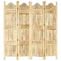 vidaxl Kamerscherm 4 panelen handgesneden 160x165 cm massief mangohout