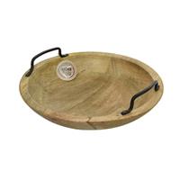 Decoris Dienblad/serveerschaal rond van mangohout 29 x 10 cm -