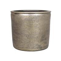 Bloempot/plantenpot Van Keramiek In Het Industrieel Goud D18 En H16 Cm - Binnen Gebruik