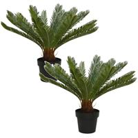 Set Van 2x Stuks Groene Varen Kunstplanten 60 Cm In Zwarte Pot - Kunstplanten/nepplanten - Varens - Planten/plantjes