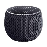 1x Stuks Ronde Antraciet Splofy Kunststof Bloempotten/plantenpotten 1,4 Liter - 18 Cm - Binnen/buiten Decoratie