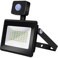 Led Bouwlamp 30 Watt Met Sensor - Led Schijnwerper - Aigi Sunny - Natuurlijk Wit 4000k - Waterdicht Ip65 - Mat Zwart -
