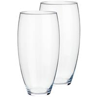 Set Van 2x Stuks Bloemenvazen Van Glas 18 X 36 Cm - Glazen Transparante Vazen