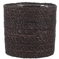 Naturel Grijs Rotan Planten/bloemen Pot Mand Van Gedraaid Jute/riet/zeegras H20 En D20 Cm - Met Plastic Binnenkant