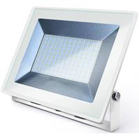 Led Bouwlamp 100 Watt - Led Schijnwerper - Aigi Iglo - Helder/koud Wit 6400k - Waterdicht Ip65 - Mat Wit - Aluminium