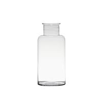 Transparante Home-basics Vaas/vazen Van Glas 35 X 16 Cm - Bloemen/takken/boeketten Vaas Voor Binnen Gebruik