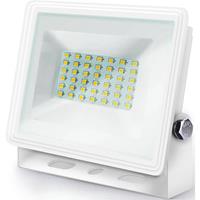 Led Bouwlamp 30 Watt - Led Schijnwerper - Aigi Iglo - Natuurlijk Wit 4000k - Waterdicht Ip65 - Mat Wit - Aluminium