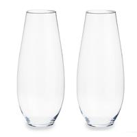 Set Van 2x Stuks Bloemenvazen Van Glas 17 X 39 Cm - Glazen Transparante Vazen