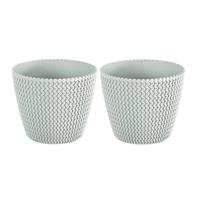 2x Kunststof Splofy Bloempotten 22 Cm Wit - Bloempotten/plantenpotten Voor Binnen En Buiten