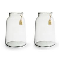 2x Stuks Transparante Eco Taps Toelopende Bloemen/boeket Vaas/vazen Van Glas 35 X 17 Cm