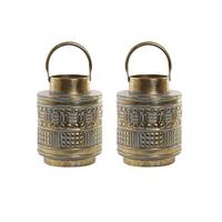 2x Stuks Kaarshouder/windlicht Goud Metaal 28 Cm - Theelichthouders/waxinelichthouders - Stompkaars Houder