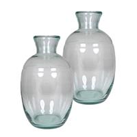 Set Van 2x Stuks Eco Bloemenvazen Van Glas Met Diameter 18 Cm En Hoogte 29.5 Cm - Voor Binnen Gebruik
