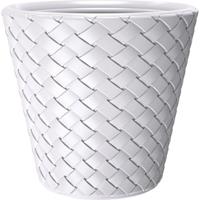 1x Stuks Kunststof Matuba Wit Rotan Bloempotten/plantenpotten 19 Liter - 35 Cm - Binnen/buiten Decoratie